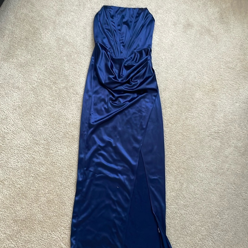 Strapless Silk Corset Dress with High Slit - Picture 2 of 5